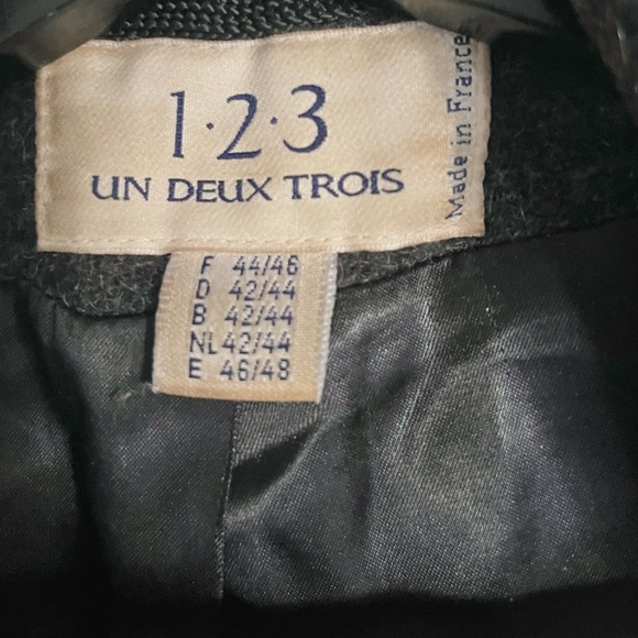 VINTAGE CHARCOAL LUXURY WOOL MOHAIR BLEND  PEA COAT MIDI SHORT MADE IN FRANCE L - Picture 4 of 10